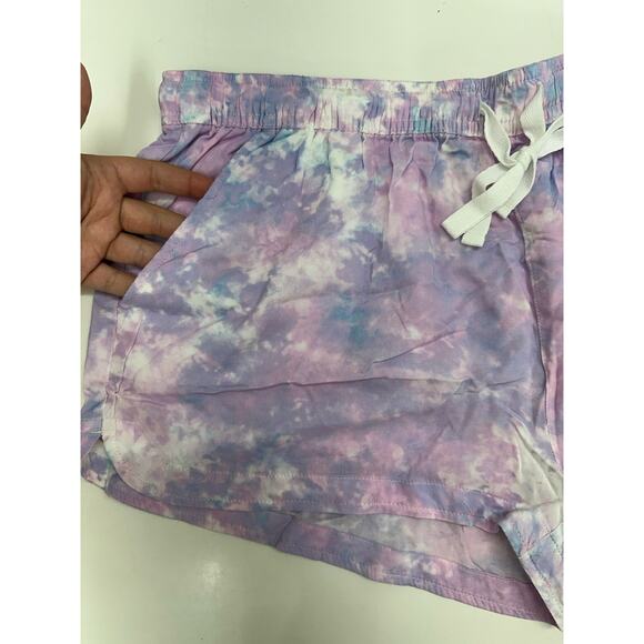SO Juniors Shorts Size XL Purple Tye Dye Low Rise Soft Shortie Elastic Waist - Picture 2 of 10